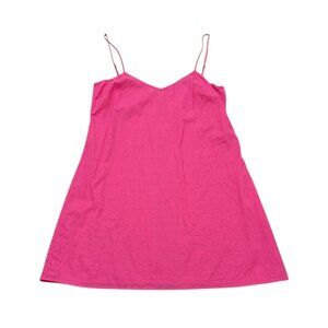 Vintage 90s Pink Cotton Slip Dress Spaghetti Straps Made in USA